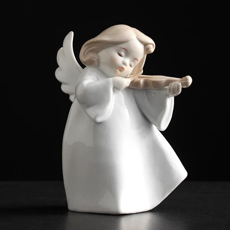 Nowa Europejska Aniołek Ceramiczna Lalka Figurka Muzyczna Stojak Ekspozycyjny do Przechowywania Pokój Salon Stół Ozdoby Domowe Dekoracja Ślubna Prezent