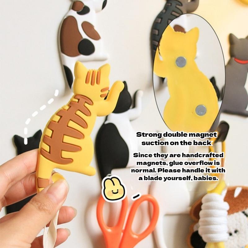 Creative Cute Kitten Hook Fridge Magnets Ginger Cats Siamese Cat Iron Gate Home Decoration Multi-Functional Animals Gifts
