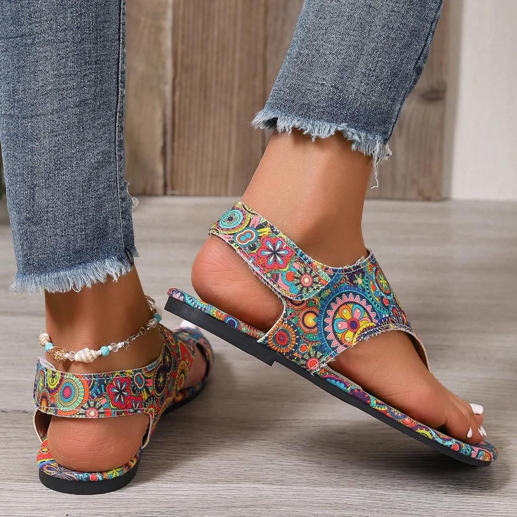 Women Flat Sandals Comfortable Flats Sandals Printed Bohemia Roman Style Shoes for Women Fashion Shoes Sandalias