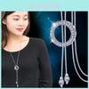 Elegant Korean Style Geometric Long Pendant Necklace For Women Jewelry Accessories