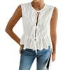 Women's Tie Front Tank Top Summer Crew Neck Sleeveless Flowy Shirts Casual Beach Vacation