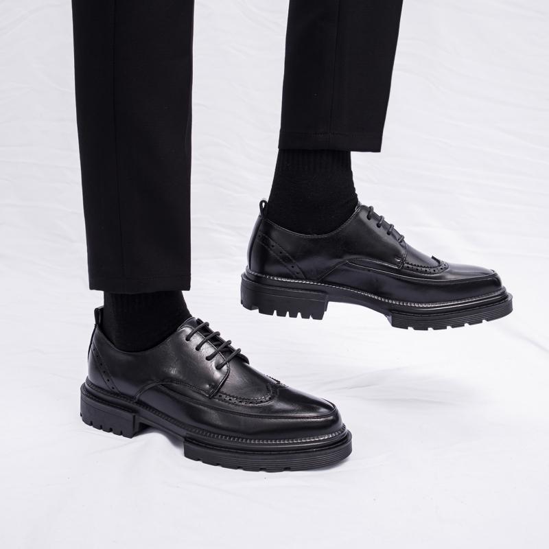 Breathable Brock leather shoes dress business sense inner height increase casual suit height increase wedding groom shoes