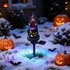Outdoor Halloween Yard Ornaments Solar Witch Statue with Glowing Cauldron, Garden Light, Festive Patio Illumination Resin Decorative Figurine for Lawn