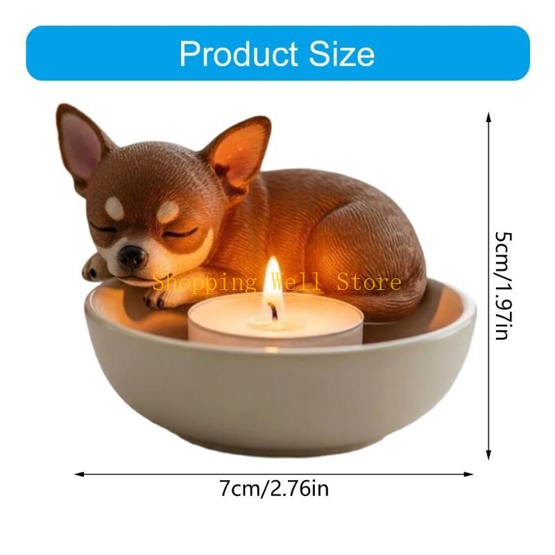 KX4B Dog Lover Gift Resin Light Holders Hand Paint Designs Safe for Pet and Meditations Space