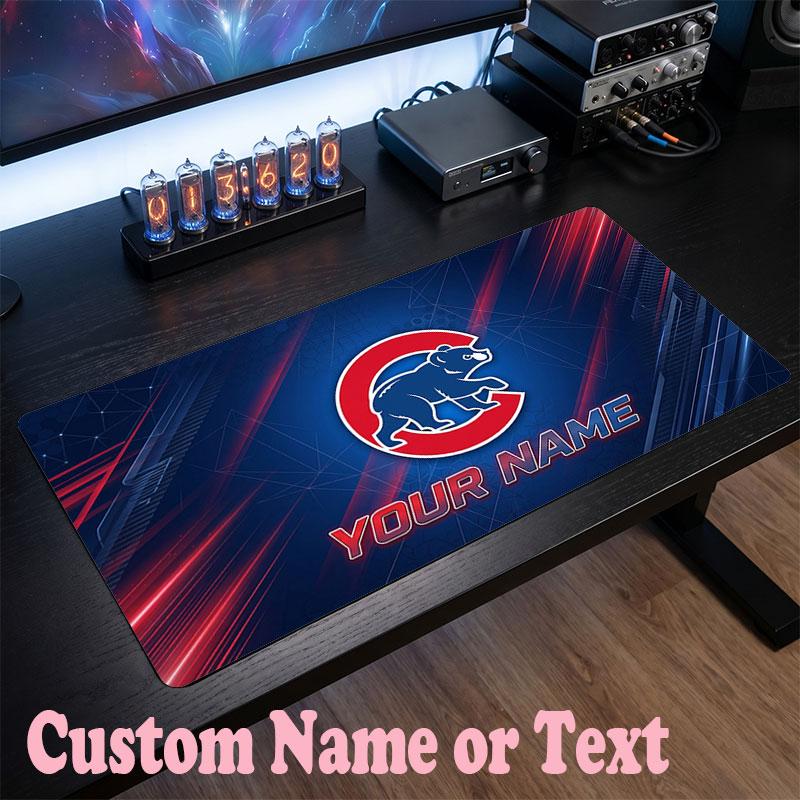 Chicago Cubs Customized Name Text Mouse Pad, Large Desk Mouse Mat Personalized Home Office Present