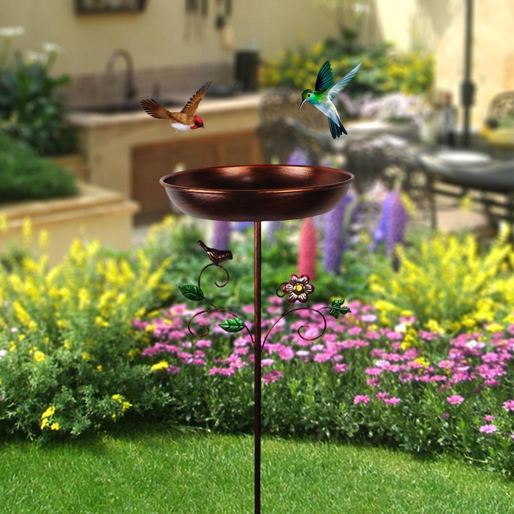 Bird Bath Food Water Bowl Gift Landscape Assembly Decorative with 5 Pronged Base Feeder Tray