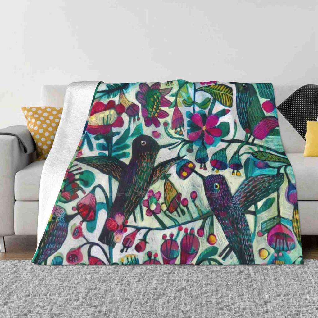 Hummingbirds All Sizes Soft Cover Blanket Home Decor Bedding Este Macleod Birds Colours Garden Flowers Florals Color