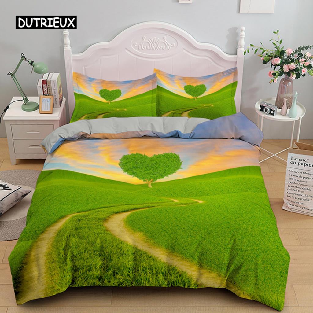 3D Love Heart Duvet Cover Microfiber Luxury Romantic Theme Bedding Set King Queen For Couple Valentine's Day Gifts Bedroom Decor