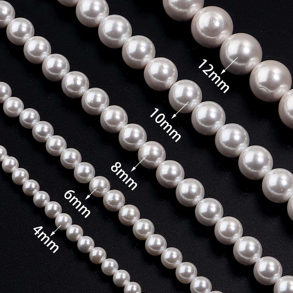 4/6/8/10/12mm Natural White Shell Pearl Beads Round Loose Spacer Beads For Jewelry Making DIY Bracelets Necklace Accessories