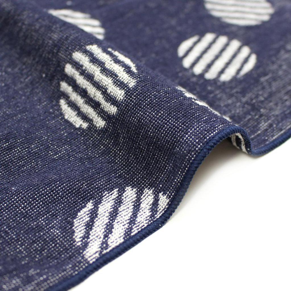 Imabari Towel Iori Handkerchief Made in Highly Absorbent mono-mono Towel, Fluffy, Japan, (Dot/Navy)