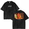 100% Cotton Vintage Washed Ariana Grande Petal Violent Fairy Pop Core T Shirt Men Letter Live Laugh Love Retro Loose Tees Shirts