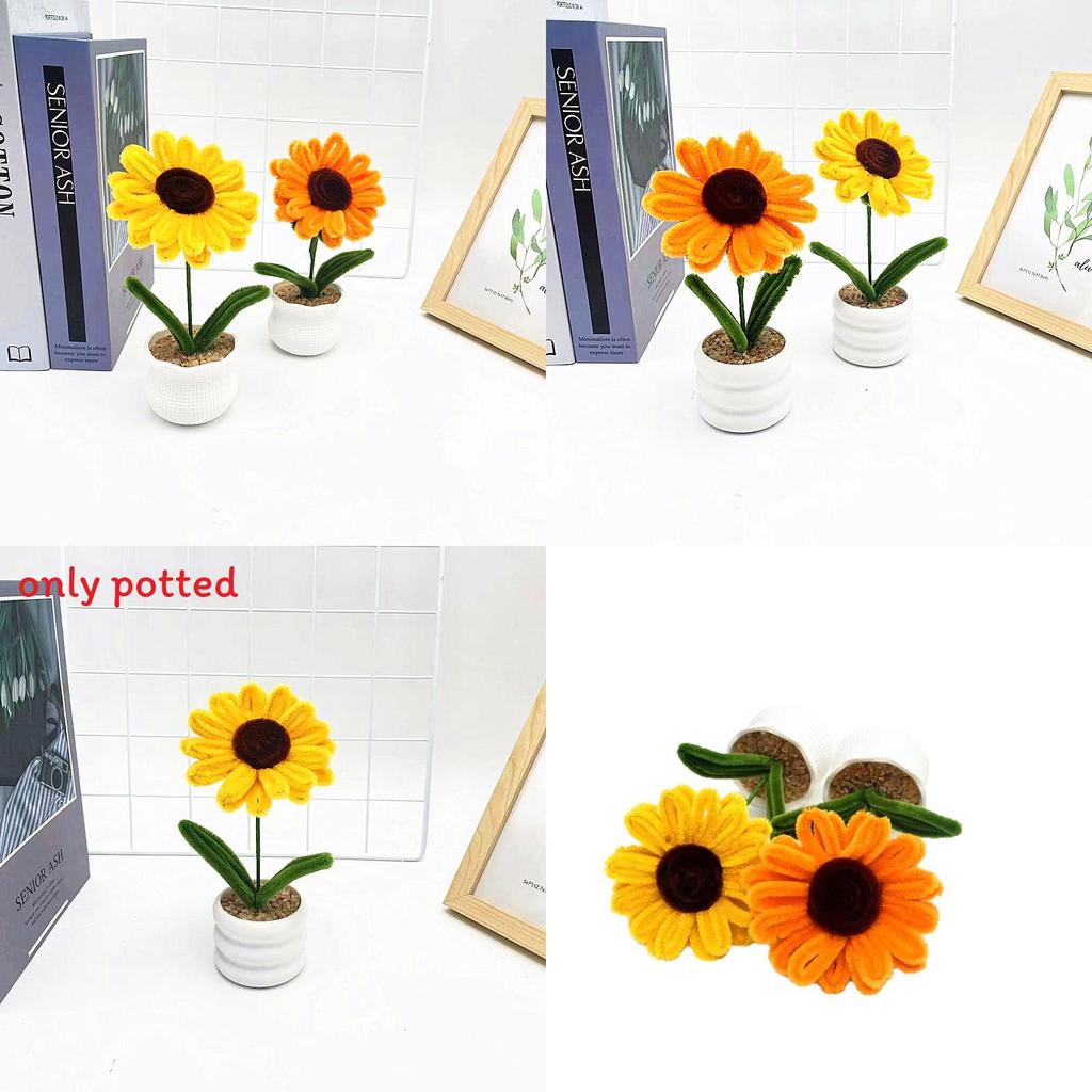 Plush Twisted Rod Sunflower Potted For Home And Outdoor Use