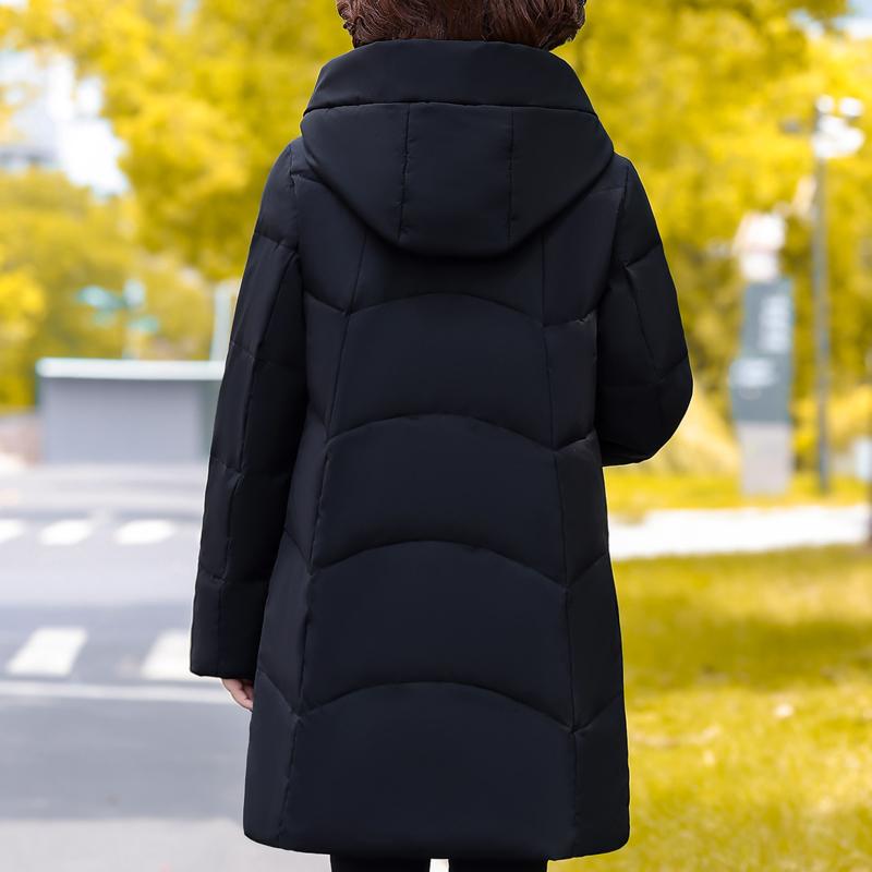 Plus Size Middle Age Women's Long Down Coats Winter Vintage Prakas Hooded Elegant Thick Warm Puffer Jackets Woman Outerwears