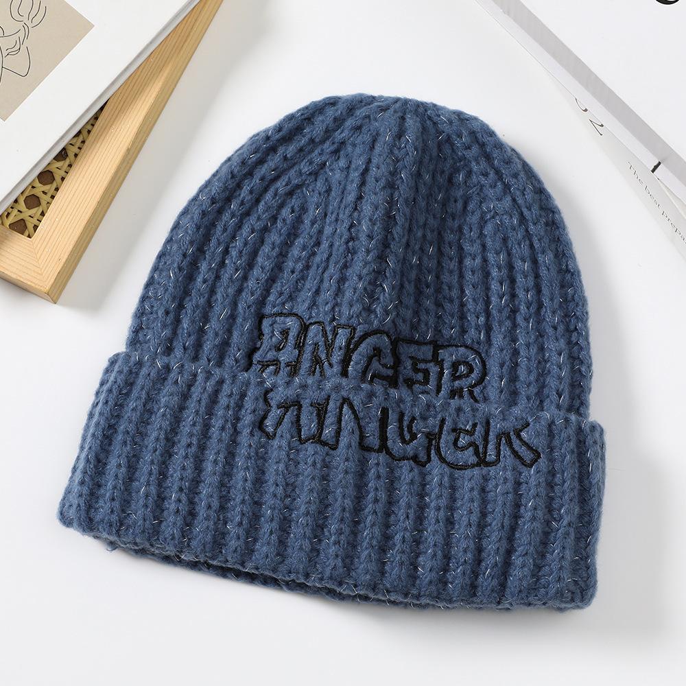

JYL TS DIY Товста в язана шапка Зимова шапка-біні із захистом вух Акрил Navyblue світло-жовтого кольору