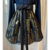 Koreanischer Moderner Hanbok Kurzer Koreanischer Text Taillenrock - Schwarz mit Goldfolienmuster