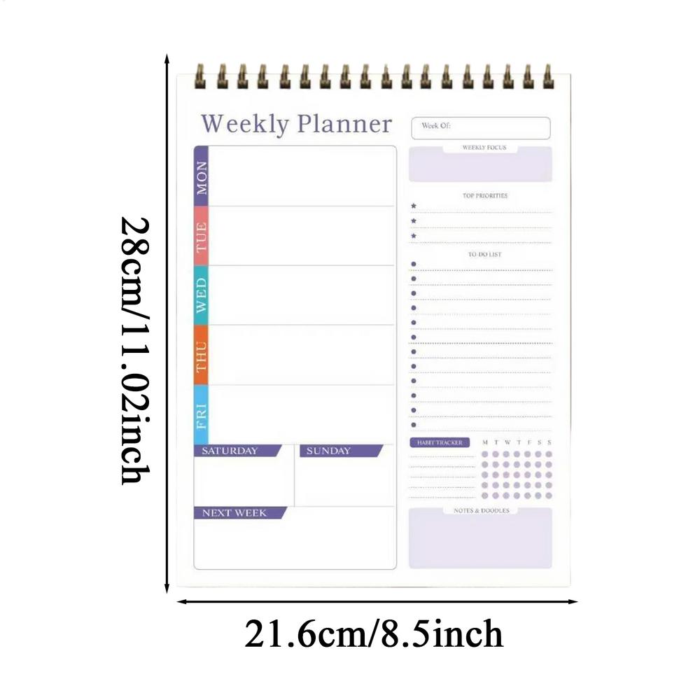 Weekly Planner Spiral Undated Agenda Weekly Calendar Planner For Home Kitchen Living Room School Business College Library Study