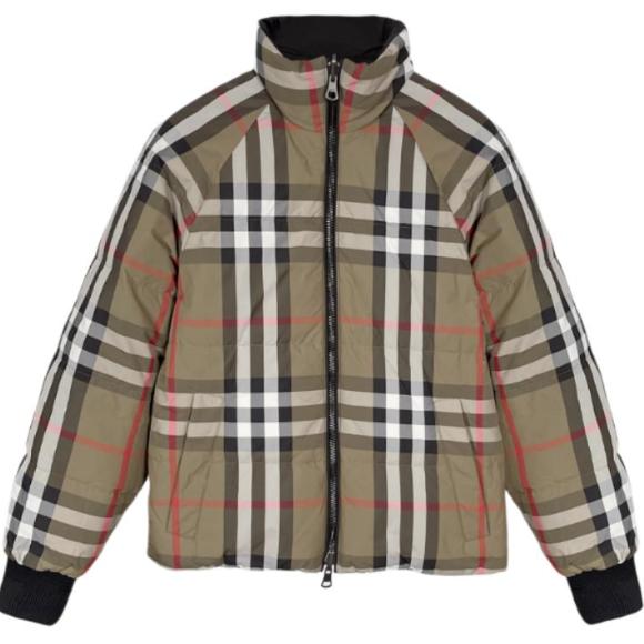 

Burberry Reversible Stand Collar Full-Zip Long Sleeve Down Jacket Women s Size M