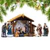 Nativity Set Resin Christmas Manger Religious Christmas Manger Nativity Figurine Set for Bookshelf Entryway Fireplace Windowsill