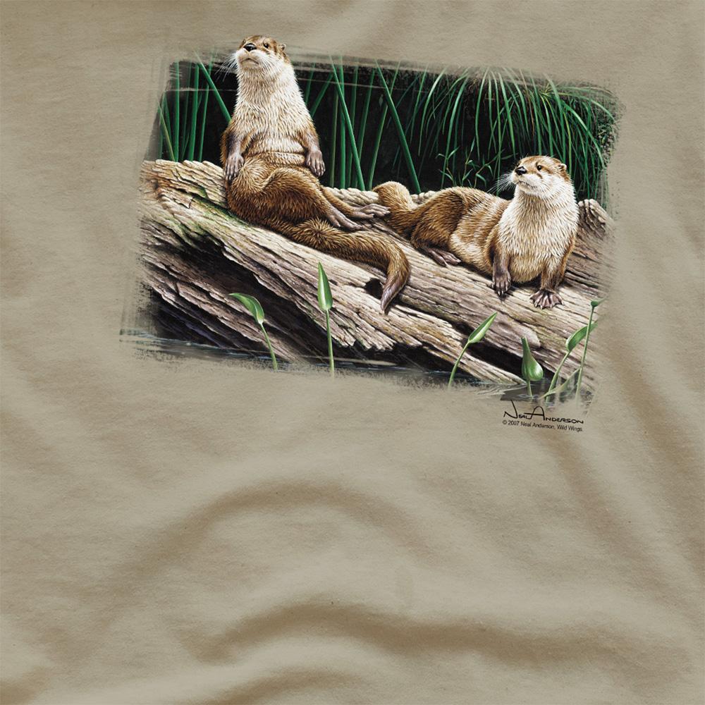 Wild Wings Unisex Adult Wildlife River Otters T-Shirt