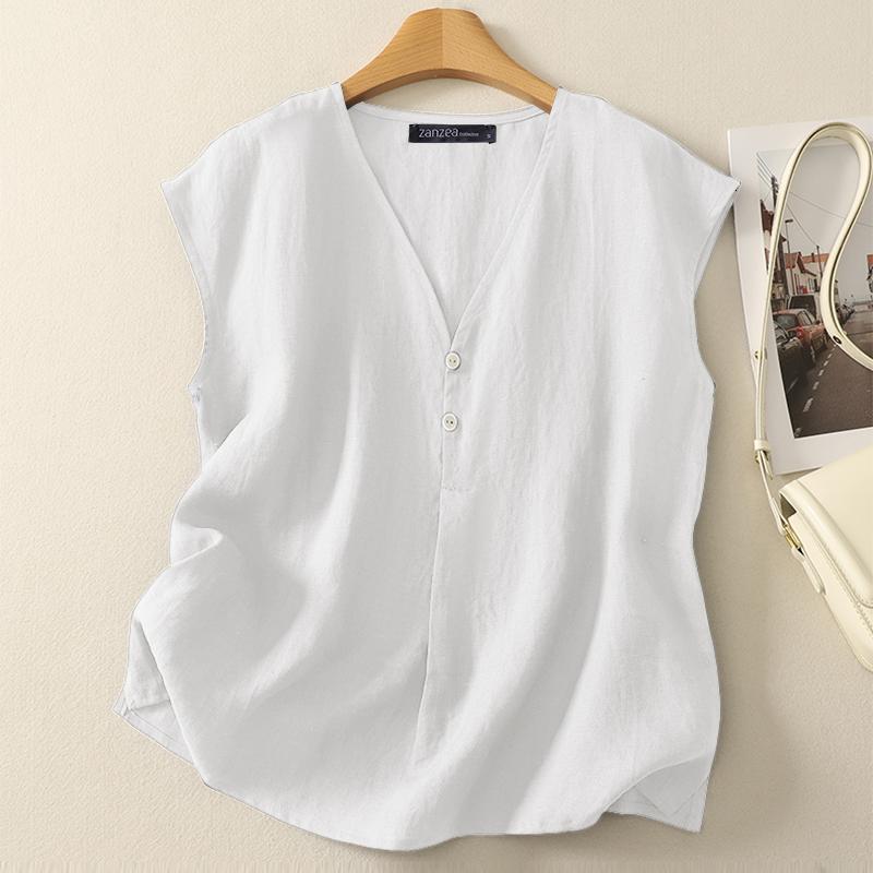 ZANZEA Women Casual V-Neck Summer Sleeveless Tank Tops