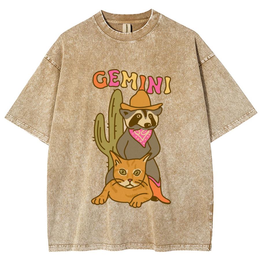 

Женская футболка с мультяшным принтом Близнецы, выстиранный деним, оверсайз, свободного кроя, с круглым вырезом, с рукавом три четверти, унисекс, милый ретро-стиль, топ 3XL