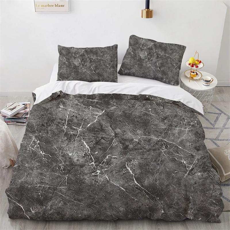 Marble King Queen Duvet Cover Cool Black White Texture Pattern Bedding Set Teens Adults 2 3pcs Polyester Quilt Cover
