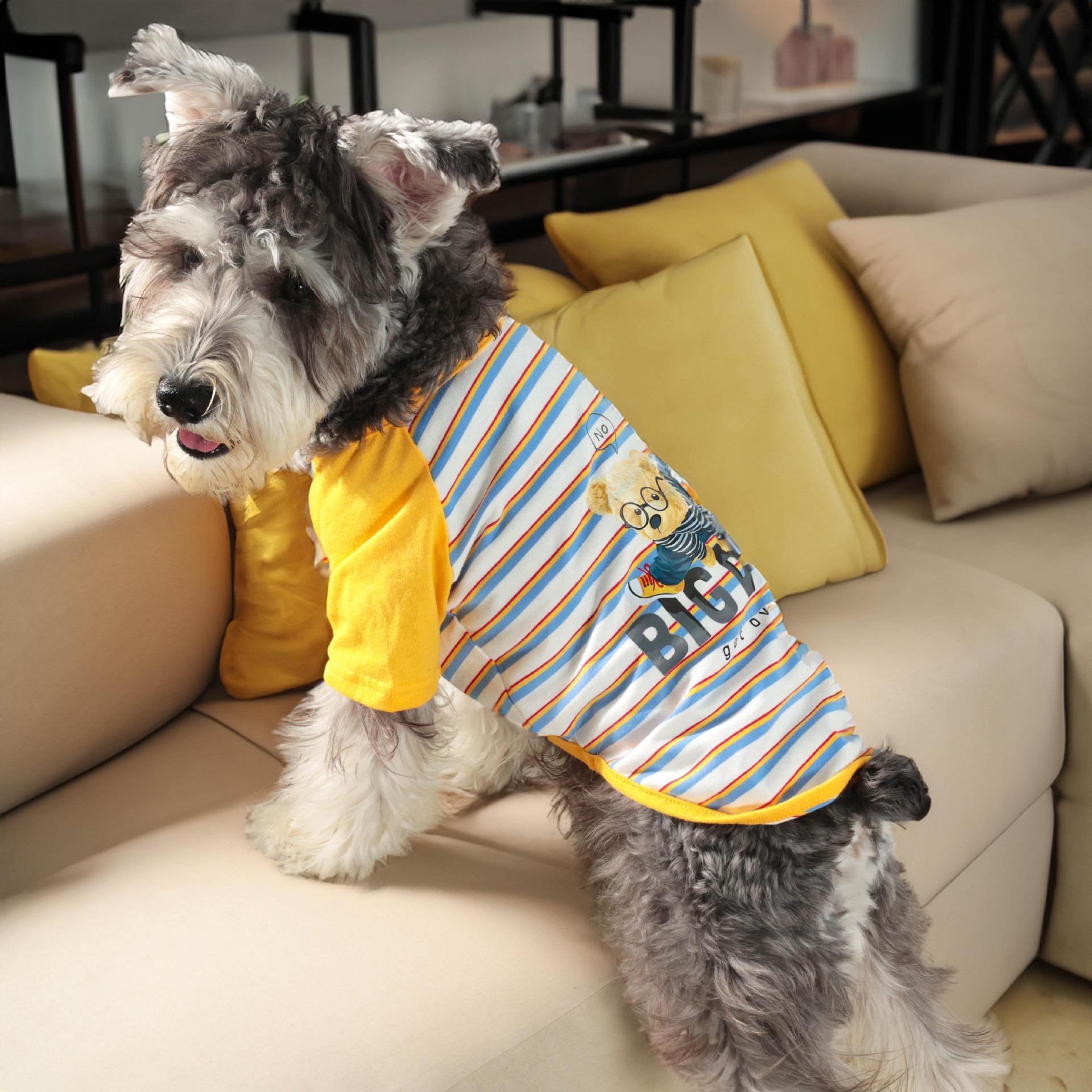 

Pet Clothing Summer Thin Breathable T-Shirt Bigbear Teddy Puppy Dog Clothing Pullover Striped Bimono Factory XS