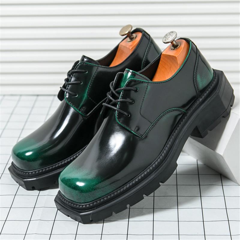 Designer New Fashion Men's Lace Up Thick-soled Height Increasing Derby Shoes Male Moccasins Wedding Prom Homecoming Footwear