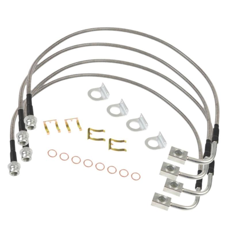 Brake Line Kit Stainless Steel Extended Front 24 Inch Rear 22.5 Inch for Jeep For Wrangler JK 2 Door JKU 4 Door 2007-2018