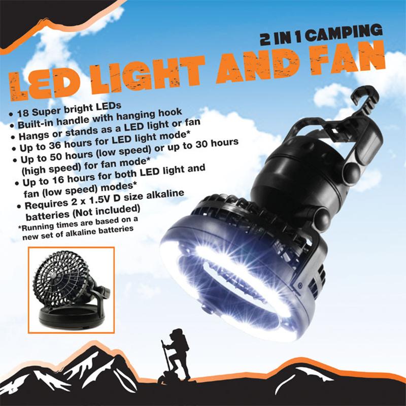 2 in 1 Camping Lantern LED Fan Storm Light 18 LED Portable Camping Lantern with Ceiling Fan for Hiking Outdoor Emergencies Tent
