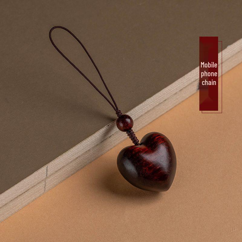 Rosewood Heart & Cat Paw Mobile Charm Lanyard
