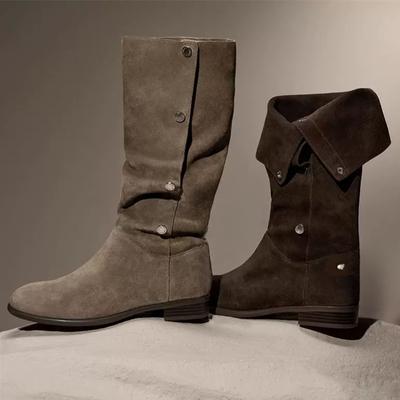 Mode Dames Suède Sneeuw Mid Calf Laarzen Platte Mode Schoenen Vrouw 2025 Trend Designer Winter Motorlaarzen Nieuwe Vrouw Chelsea Laarzen