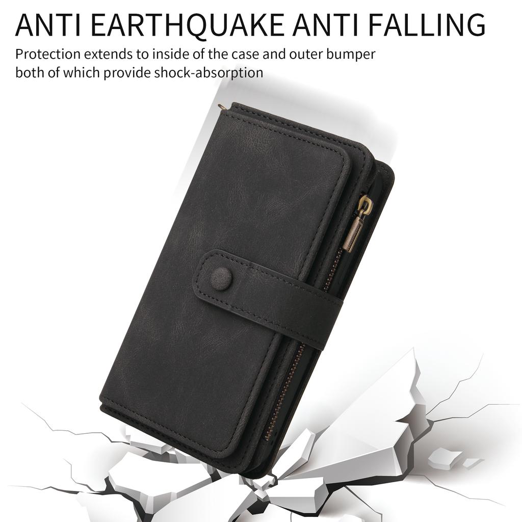 For Samsung Galaxy A35 5G Zipper Wallet Case with 15 Card Slots and Strap Leather Phone Cover