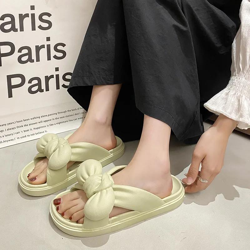 Fira Bågtofflor Dam Sommarskor Inomhus Hemma Halkfria Tjock Sula Pvc Svalkande Tofflor Enfärgade Lediga Sandaler Skor