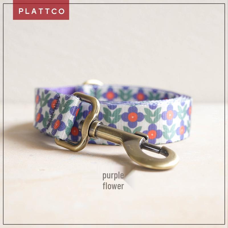 PLATTCO Purple Small Flower Nylon Dog Leash XL 2.5cm x 120cm