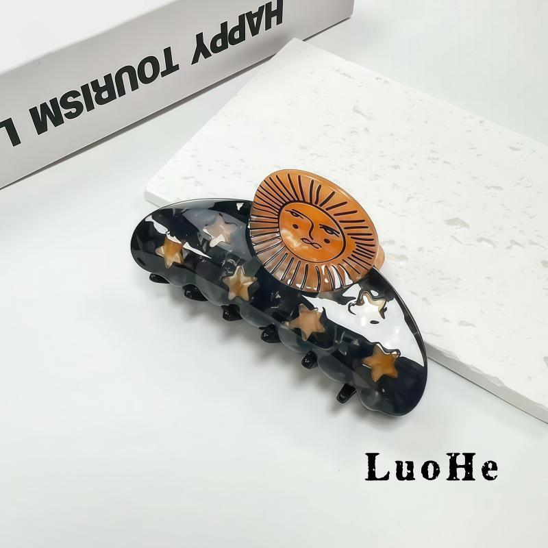 

Luohe Jewelry Retro Star Claw Hair Clip - Acetate High Texture Fashion Accessory for Women