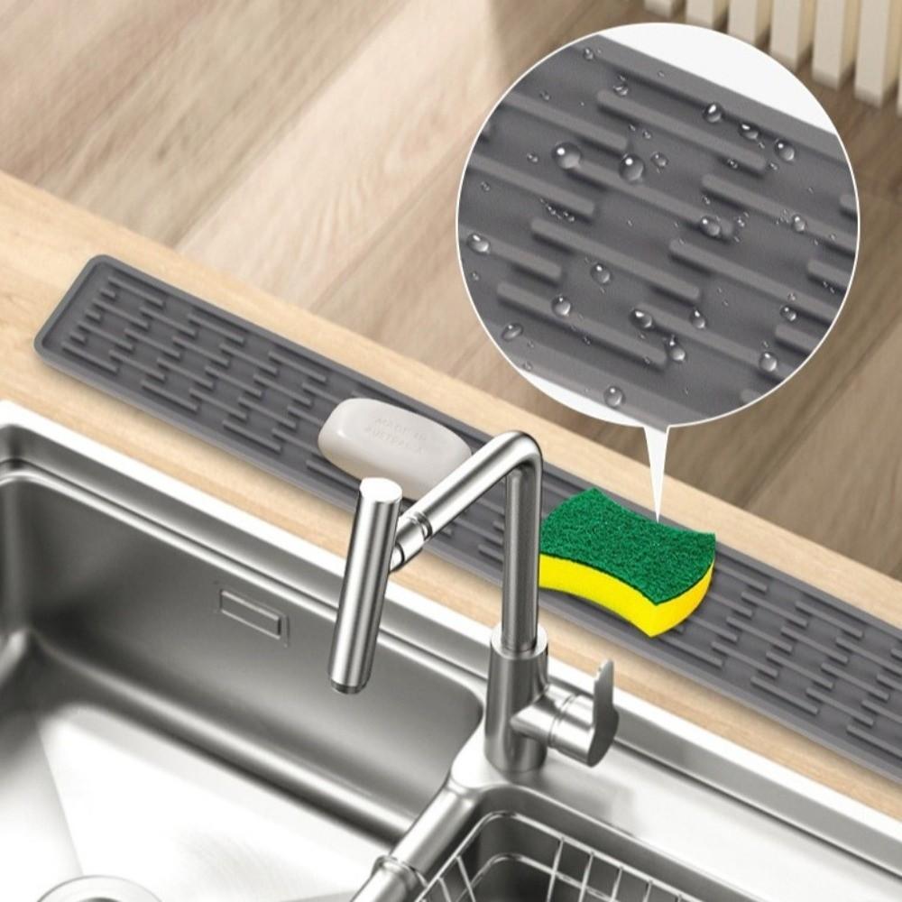 Non-slip Silicone Drainage Mat Large Size Foldable Longer Faucet Mat Multifunctional Utensils Drying Sink Placemat Tableware