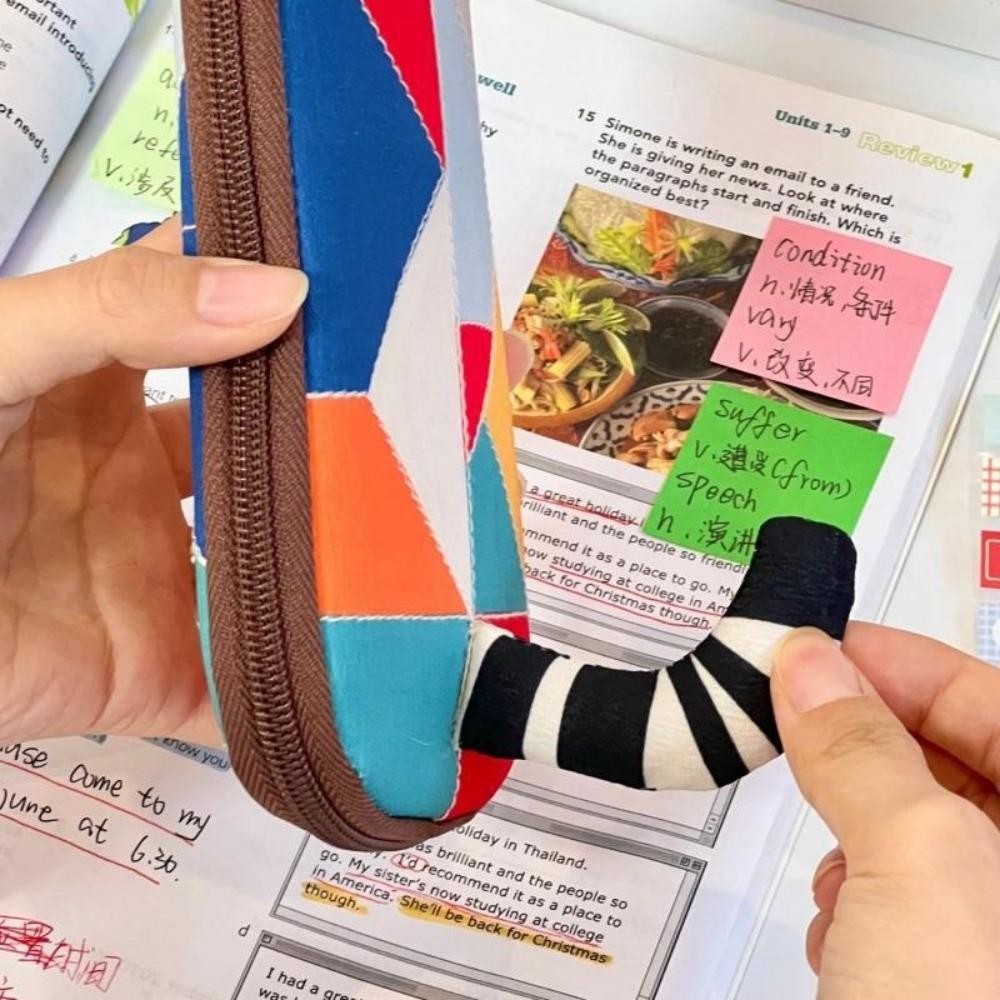 Cloth Cartoon Pen Bag Patchwork Stationery Storage Bag Fashion Cat Pencil Case  Office