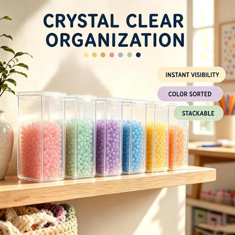 Mini Clear Plastic Storage Box 1/10 Pack Stackable Rectangular Organizer for Jewelry Beads Cosmetic Sample Storage