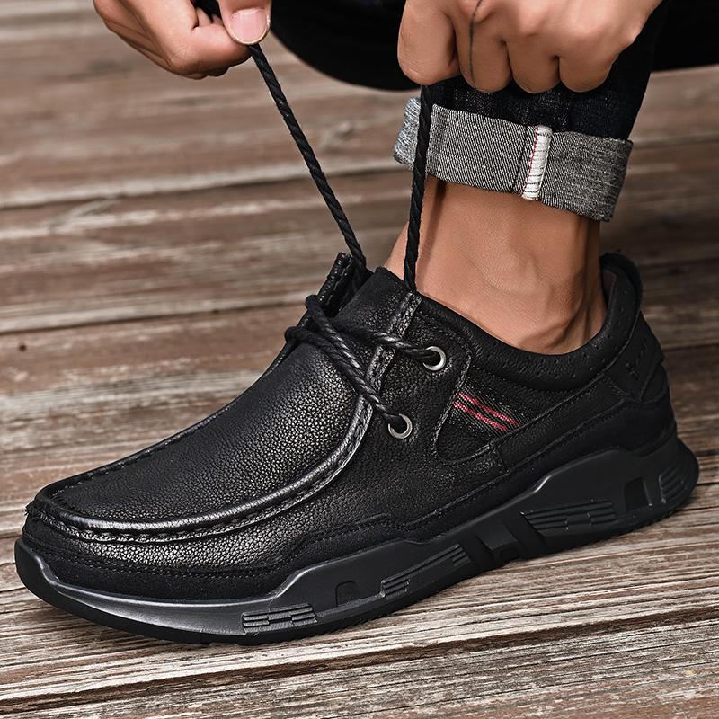 Modische italienische Marke Herren Echtleder Freizeitschuhe Wanderschuhe Dicke Sohle Verschleißfest Pendeln Weiche Sohle Herren Oxford Schuhe