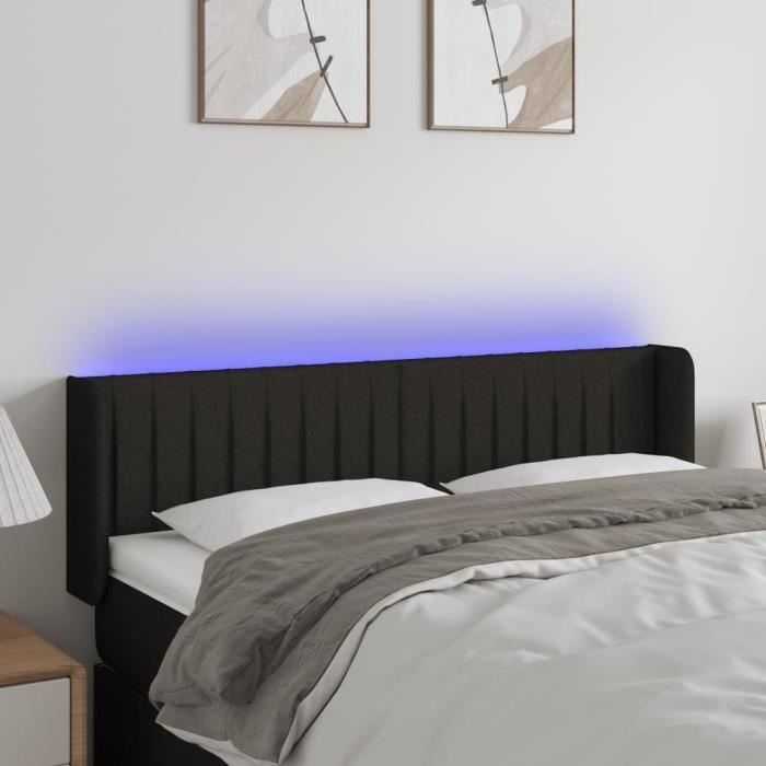 3123474 vidaXL Tête de lit à LED Noir 147x16x78-88 cm Tissu