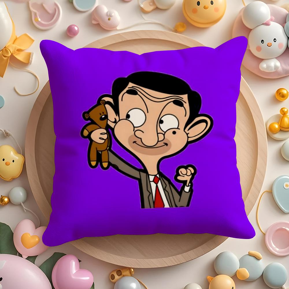Mr. B-Bean Cartoon Cushion Cover Short Plush Double-Sided Printing Home Machine Washable In Warm Winter Pillow Case