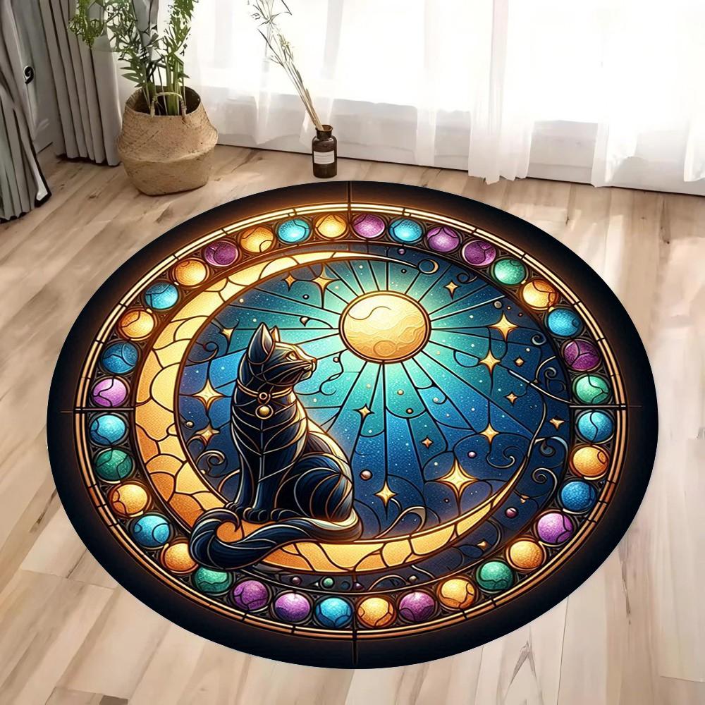 

Tarot Cards of The Twelve Constellations Round Floor Mat Non-Slip Play Rug Kids Room Bedroom Living Space Decoration 40X40CM
