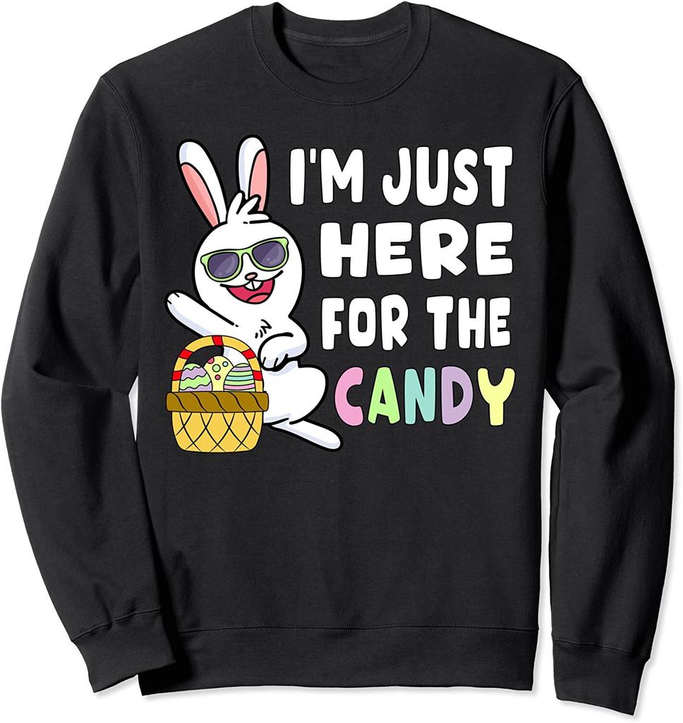 Easter Bunny I'm Just Here For Easter Candy Kids Unisex Crewneck Sweatshirt