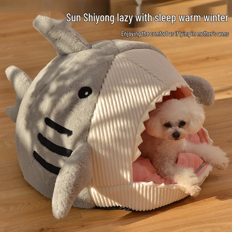 Shark-Shaped Cat and Dog Nest: Cozy, Enclosed, All-Season Comfort and Security