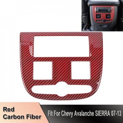 RED CARBON Rear Console Audio COVER PANEL TRIM For Chevy Avalanche SIERRA 07-13
