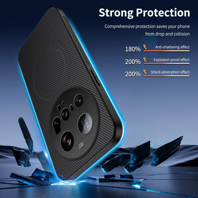 For Xiaomi 15 Ultra Case Compatible with MagSafe WANLONFENG TQ Series Carbon Fiber Texture PC TPU Phone Cover