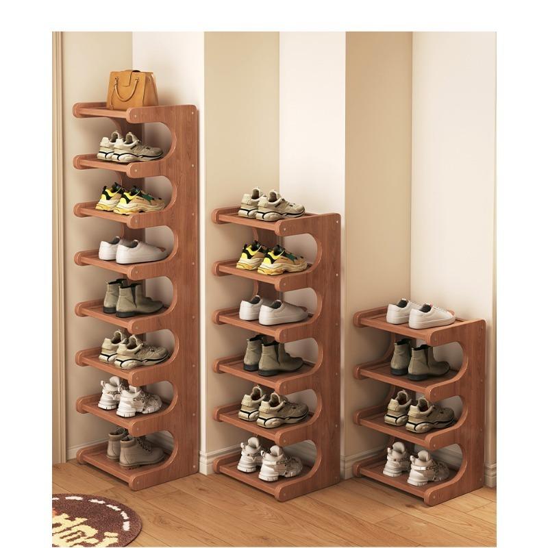 The Shoe Rack  and the Narrow Multi-layer Storage Rack In the Household Corner Enters the Door. Small Space-saving Shoe Cabinet