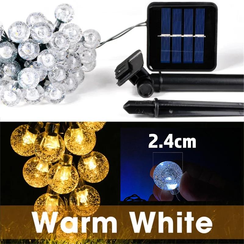 20~200LED Solar String Lights Outdoor Crystal Fairy Light Christmas Garland 8 Mode Waterproof Patio Light for Garden Party Decor