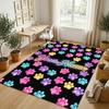 Dog Theme Crystal Velvet Rug Personalized Custom Name Text Soft Floor Mat Home Decor